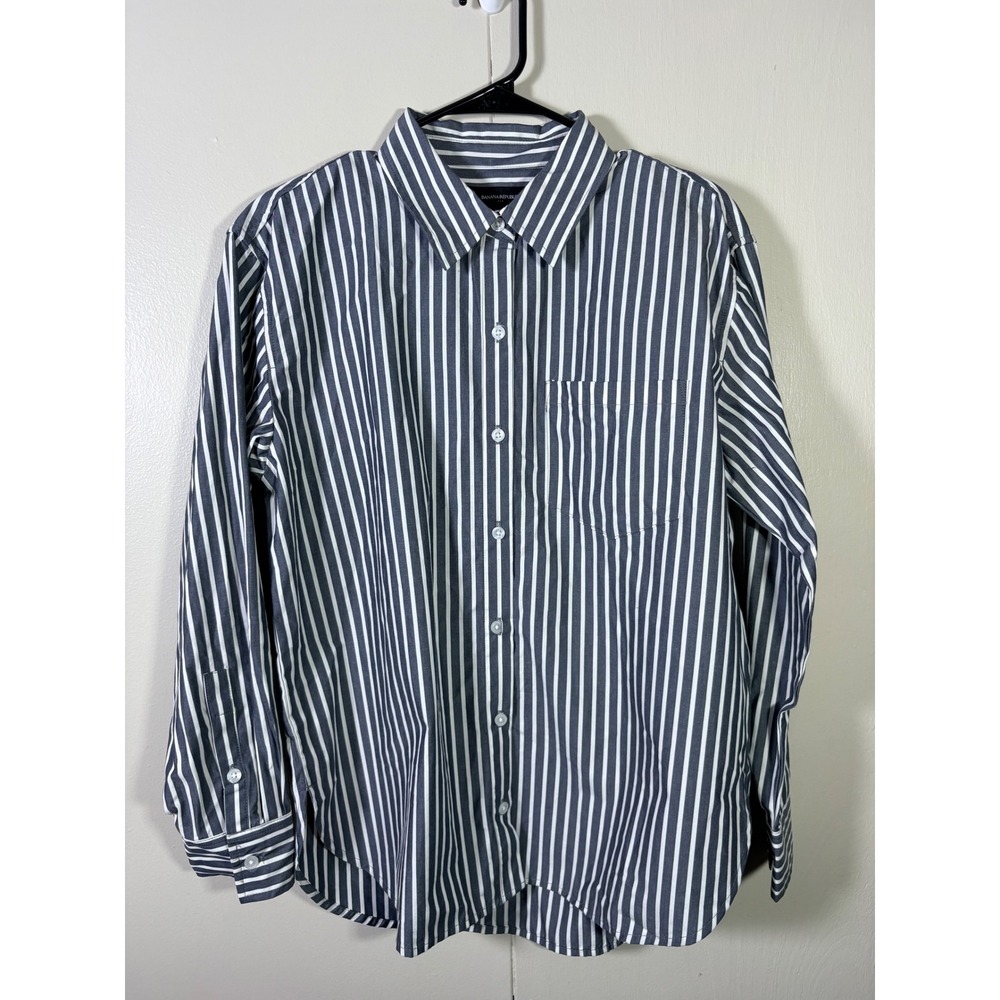 Banana Republic Striped Button Down Shirt M Preppy Coastal Quiet Luxury Office